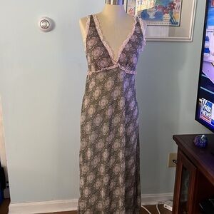 Intimates By Flora Large Semi Sheer Long Maxi Gown Tie Back